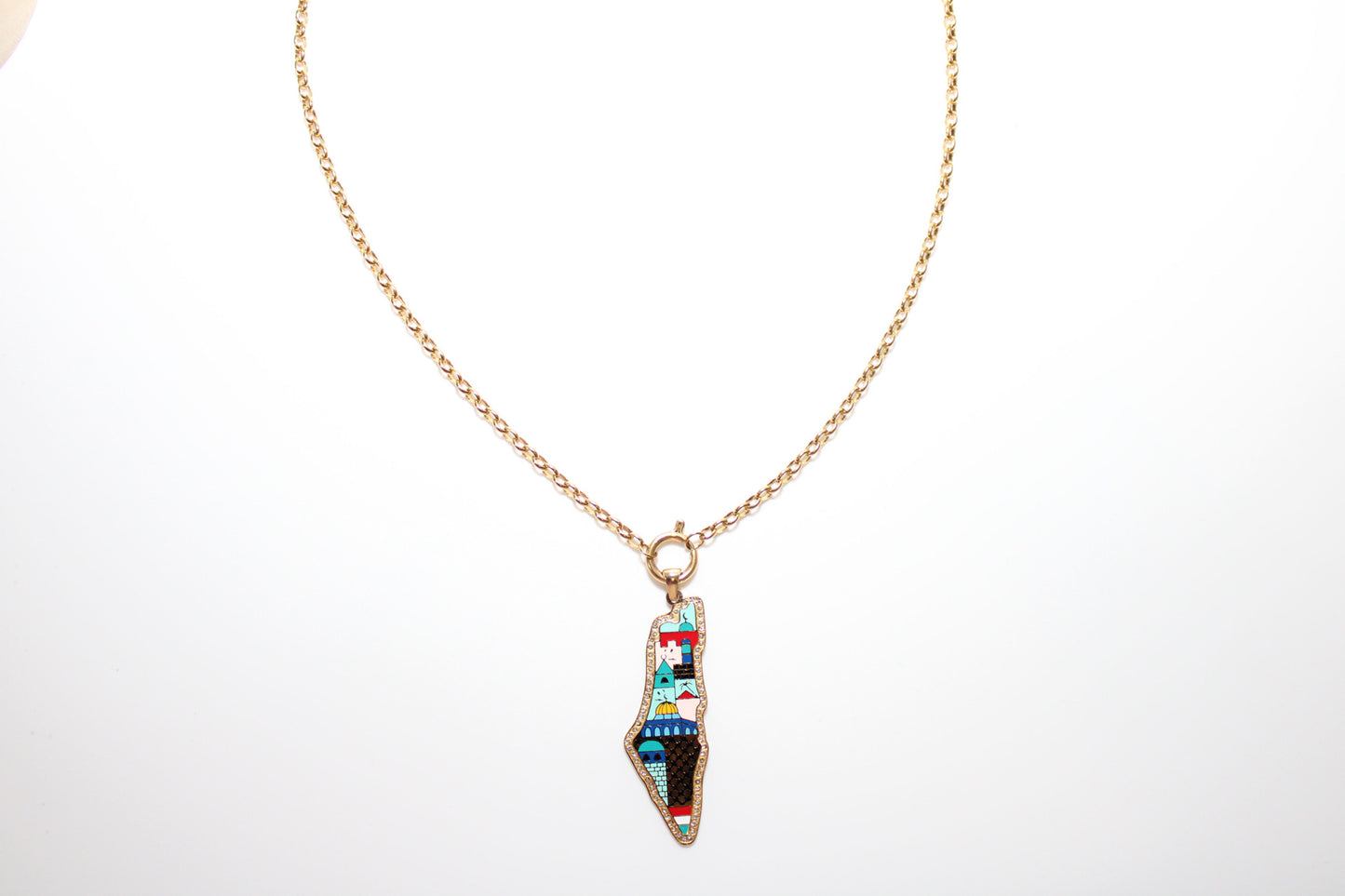 Enamel Palestine Map Necklace